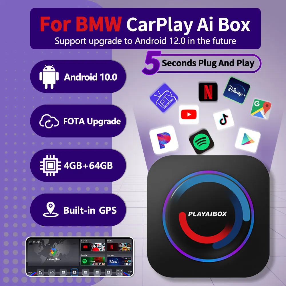 Carplay Ai Box IPTV Netflix Youtube Spotify автоподключение Siri голосовой помощник Google карта Waze онлайн музыка для BMW ID6/ID7/ID8
Carplay Ai Box IPTV Netflix Youtube Spotify автоподключение Siri голосовой помощник Google карта Waze онлайн музыка для BMW ID6/ID7/ID8