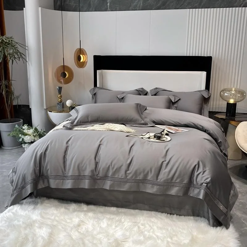 Grey Hollow out Duvet Cover set Premium Egyptian Cotton 4Pcs Ultra Soft and Easy Care Simple Bedding with Bed Sheet Pillowcases
Grey Hollow out Duvet Cover set Premium Egyptian Cotton 4Pcs Ultra Soft and Easy Care Simple Bedding with Bed Sheet Pillowcases