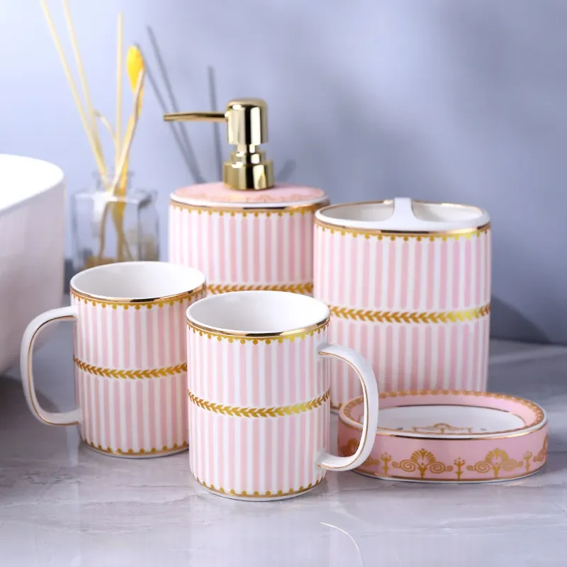 Household light luxury mouthwash cup Bathroom set European ceramic bathroom wash five-piece set toothbrush cup
Household light luxury mouthwash cup Bathroom set European ceramic bathroom wash five-piece set toothbrush cup