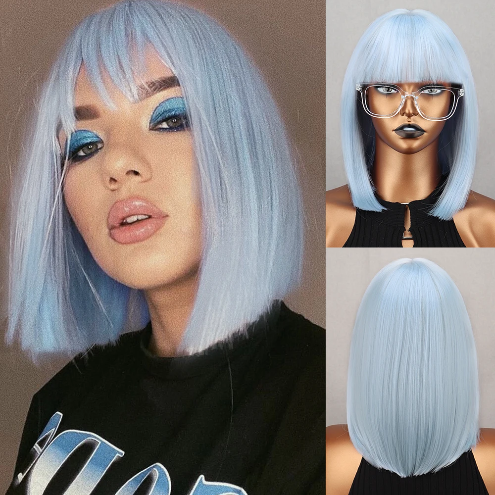 Shoulder Length Light Blue Bob Wigs With Bangs Women Brown White Black Synthetic Wig High Temperature Resistance Cosplay
Shoulder Length Light Blue Bob Wigs With Bangs Women Brown White Black Synthetic Wig High Temperature Resistance Cosplay