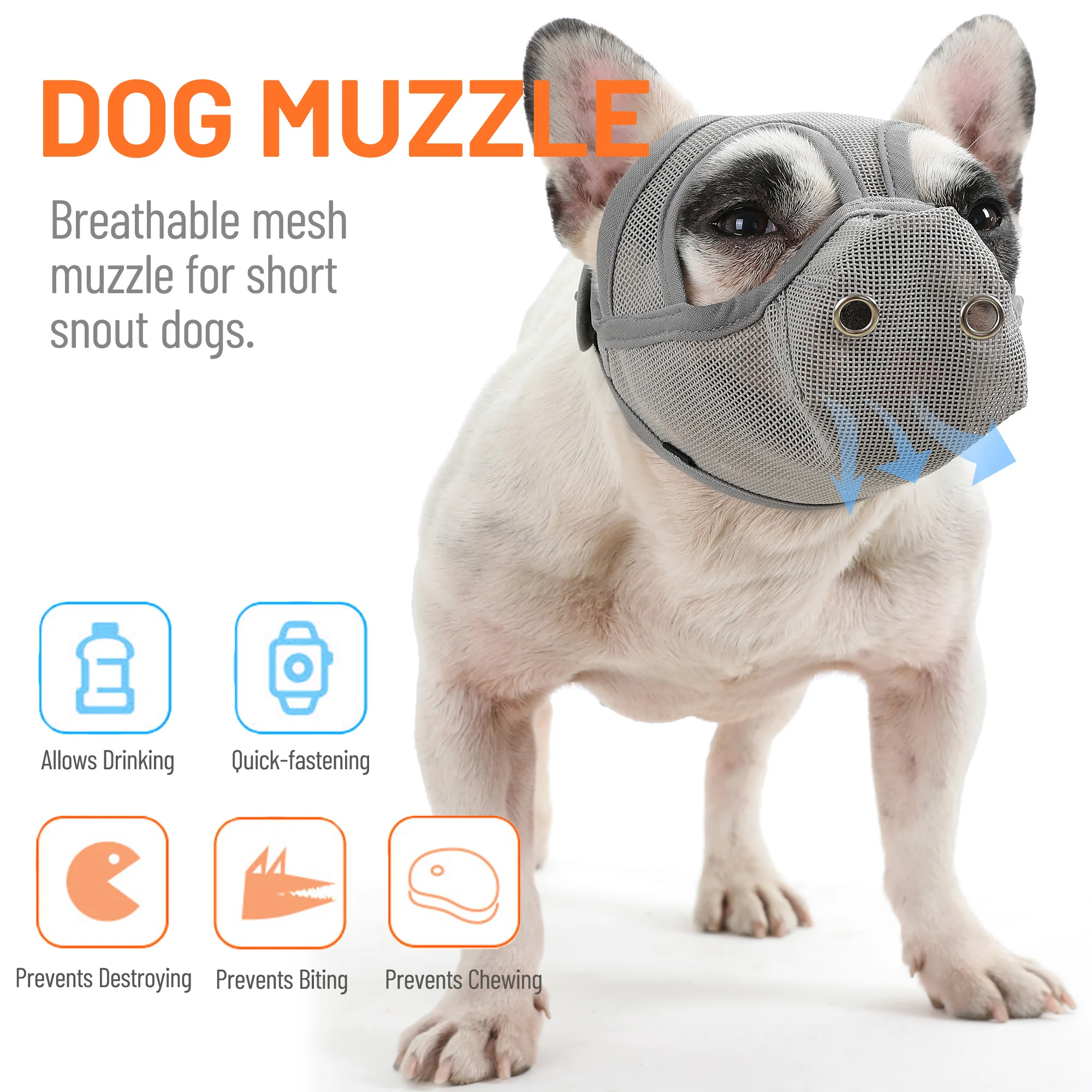 Pet Dog Muzzles Adjustable Breathable Dog Mouth Cover Anti Bark Bite for French Bulldog Pug Training Collar Dog Prevent Biting
Pet Dog Muzzles Adjustable Breathable Dog Mouth Cover Anti Bark Bite for French Bulldog Pug Training Collar Dog Prevent Biting