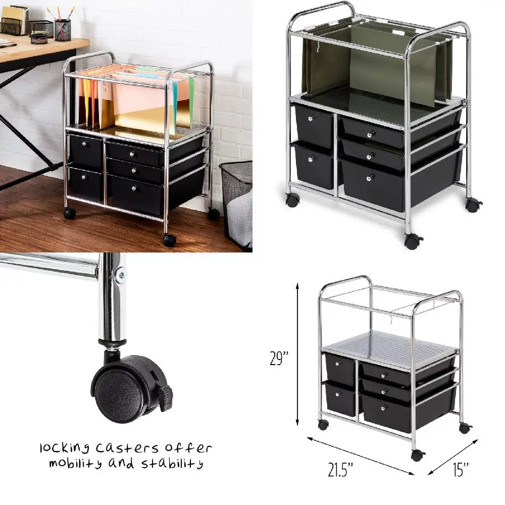 "Premium, Black Five-Drawer Rolling File Cart - Mobile Office Organizer Solution for Home & Office Perfection"
"Premium, Black Five-Drawer Rolling File Cart - Mobile Office Organizer Solution for Home & Office Perfection"