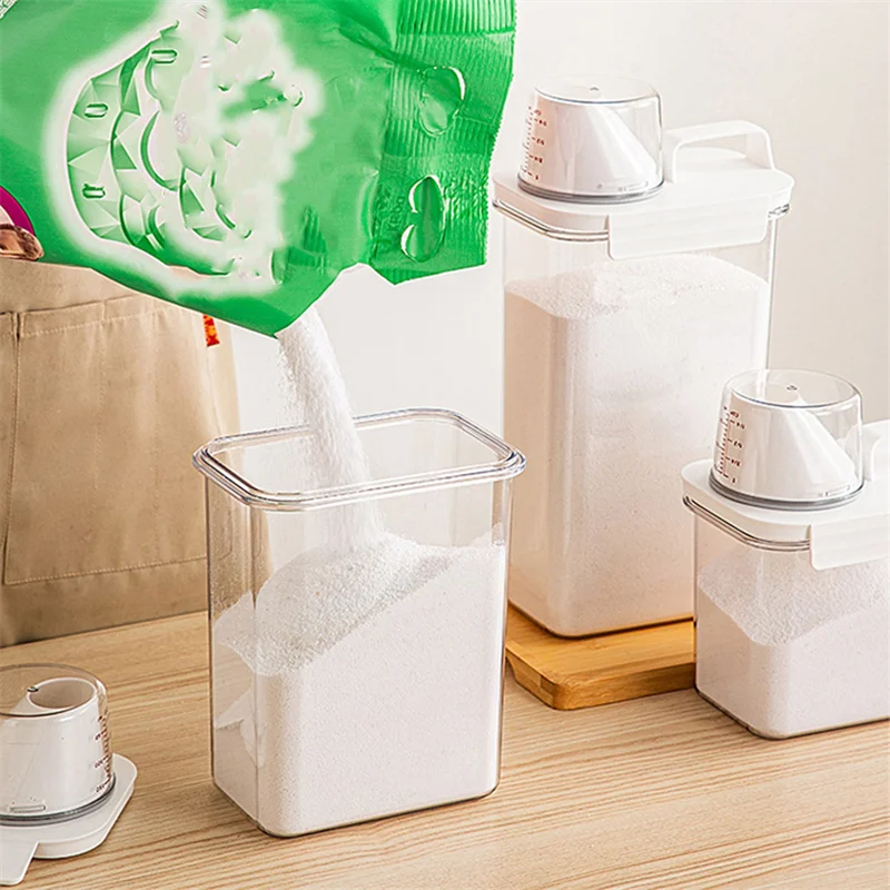 Laundry Detergent Powder Storage Box Clear Washing Powder Container With Lid And Handle Multipurpose Plastic Cereal Jar
Laundry Detergent Powder Storage Box Clear Washing Powder Container With Lid And Handle Multipurpose Plastic Cereal Jar