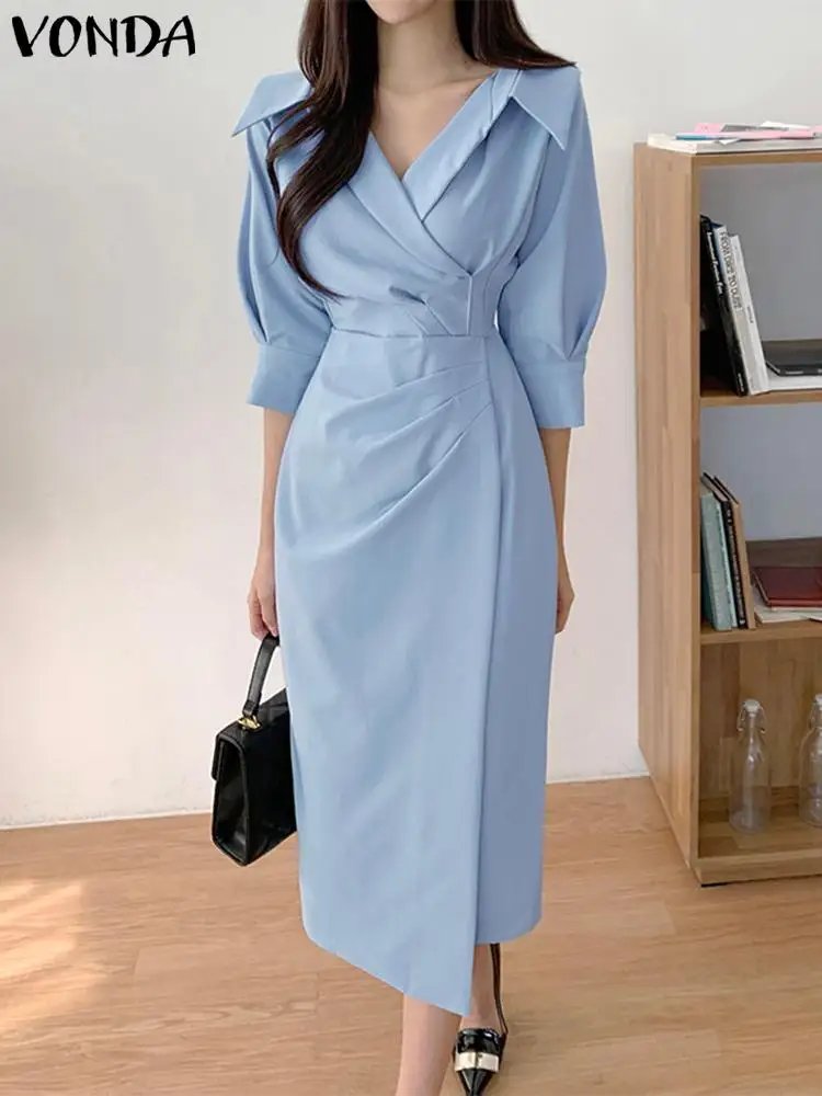 VONDA Office Sundress Elegant Pleated Dress 2023 Summer Women Sexy Half Sleeve Casual Solid Color Long Shirt Vestido
VONDA Office Sundress Elegant Pleated Dress 2023 Summer Women Sexy Half Sleeve Casual Solid Color Long Shirt Vestido
