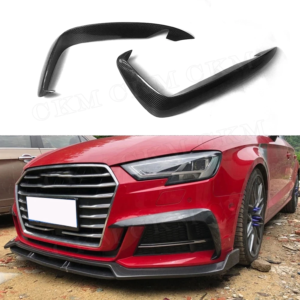 

Carbon Fiber Front Fog Lamp Corner Splitters Trims Cover for Audi S3 A3 Sline Sedan 2017-2019 Foglamp Eyelids Strips Trim