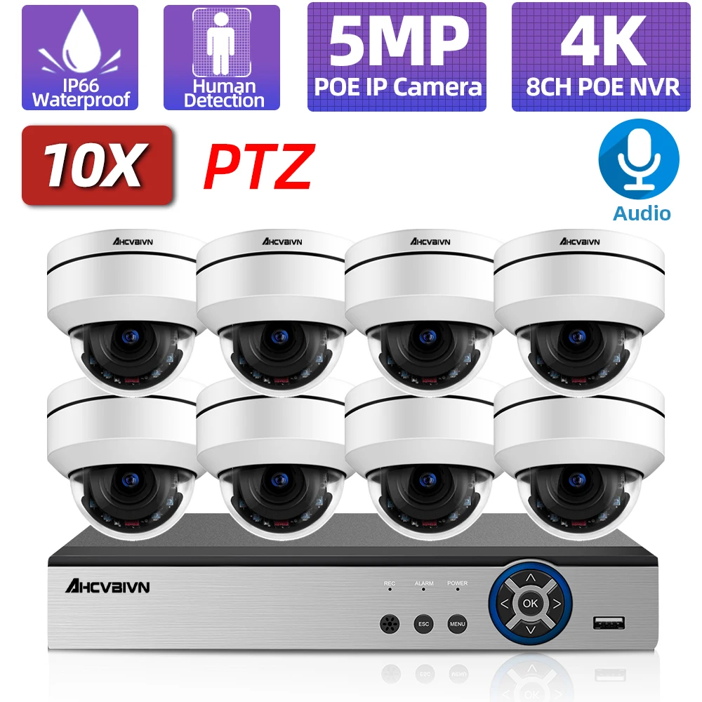 5-мегапиксельная 10х оптический зум PTZ 8CH POE IP-камера комплект системы безопасности наружная IP66 Водонепроницаемая камера видеонаблюдения CCTV аудиокомплект
5-мегапиксельная 10х оптический зум PTZ 8CH POE IP-камера комплект системы безопасности наружная IP66 Водонепроницаемая камера видеонаблюдения CCTV аудиокомплект