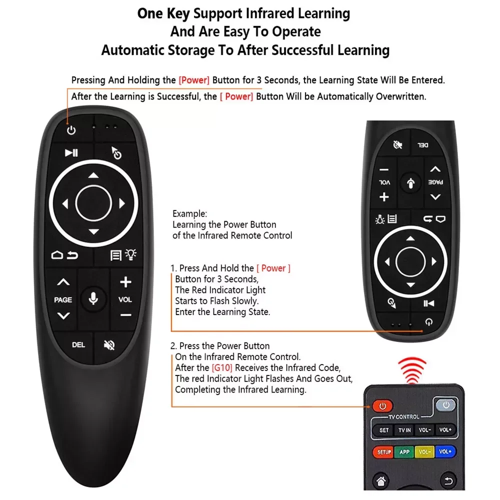NEW2023 G10 Pro 2.4G Wireless Air Mouse Voice Remote Control Gyro Sensing Game IR Learning for Android TV BOX With USB Receive
NEW2023 G10 Pro 2.4G Wireless Air Mouse Voice Remote Control Gyro Sensing Game IR Learning for Android TV BOX With USB Receive