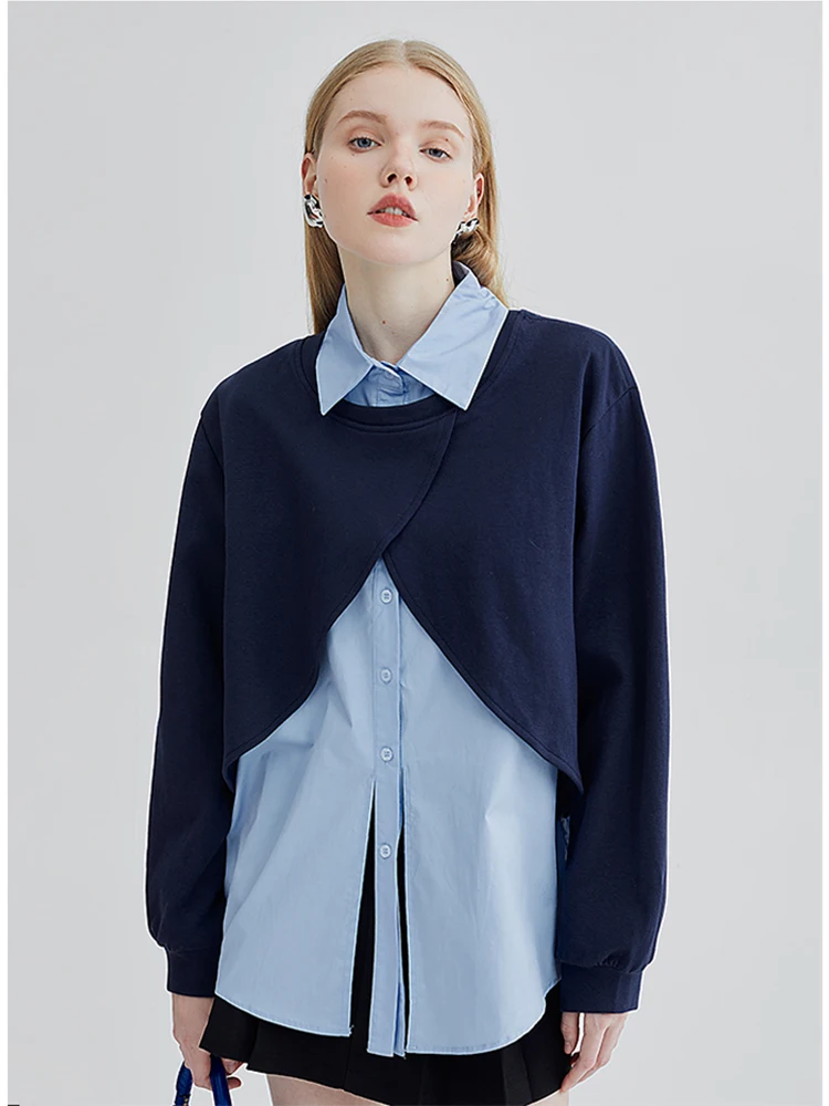 Vintage Loose Chic Fake 2 Piece Blouses Women 2023 Spring Autumn Lapel Sweatshirt Korean Fashion Long Sleeve Top Women's Shirts
Vintage Loose Chic Fake 2 Piece Blouses Women 2023 Spring Autumn Lapel Sweatshirt Korean Fashion Long Sleeve Top Women's Shirts