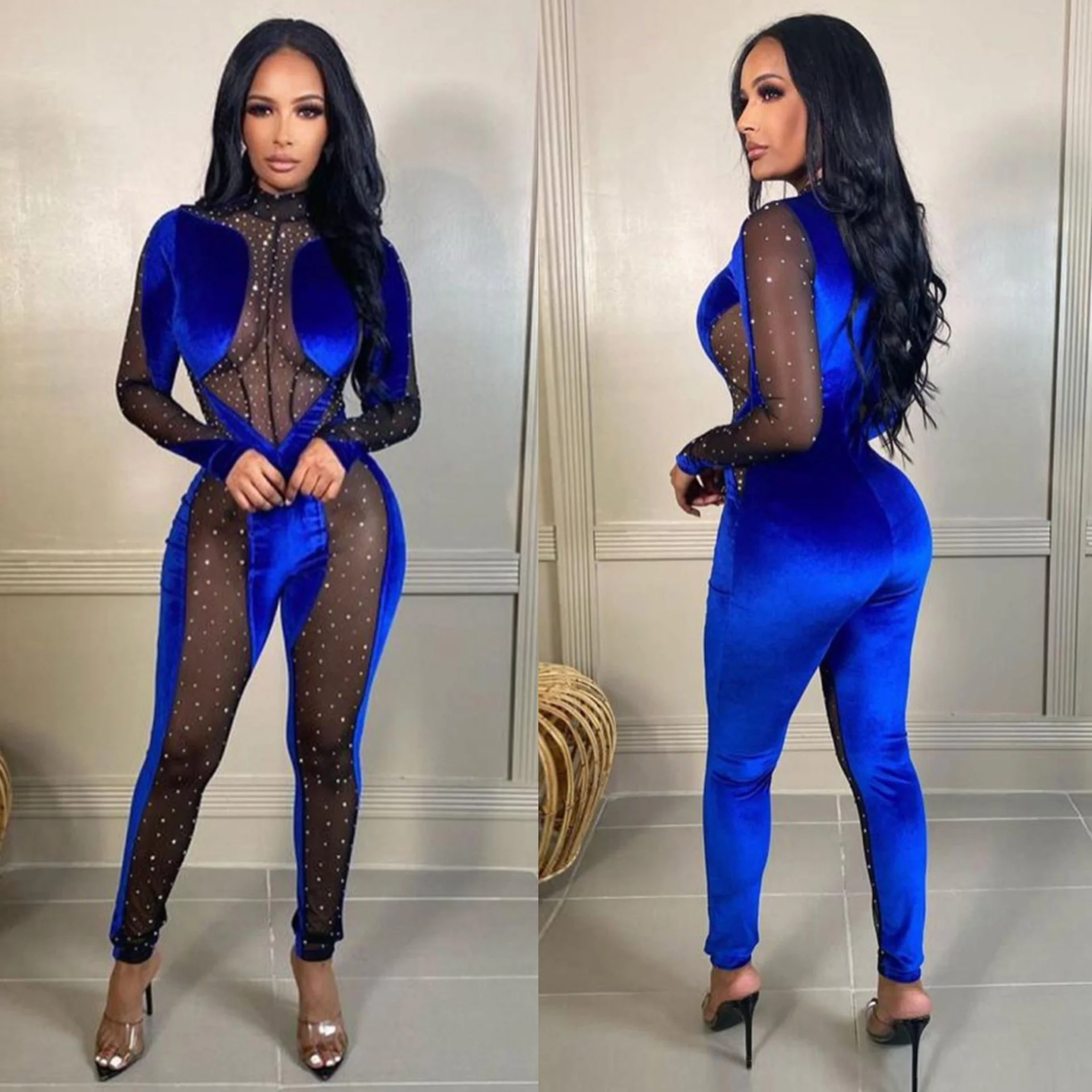 Blue 2023 Fashion Women Jumpsuit Sexy See-Through Mesh Evening Club Pencil Pant Yoga Jogging Sportswer Women's Bodycon Playsuit
Blue 2023 Fashion Women Jumpsuit Sexy See-Through Mesh Evening Club Pencil Pant Yoga Jogging Sportswer Women's Bodycon Playsuit
