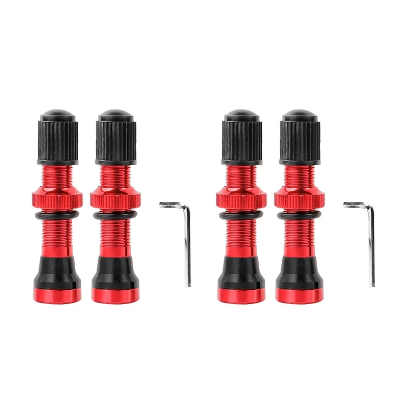 

4PCS Bicycle Schrader A/V Valves 40Mm CNC Machined Anodized Nipple For MTB Road Bike Tubeless Rims,Red