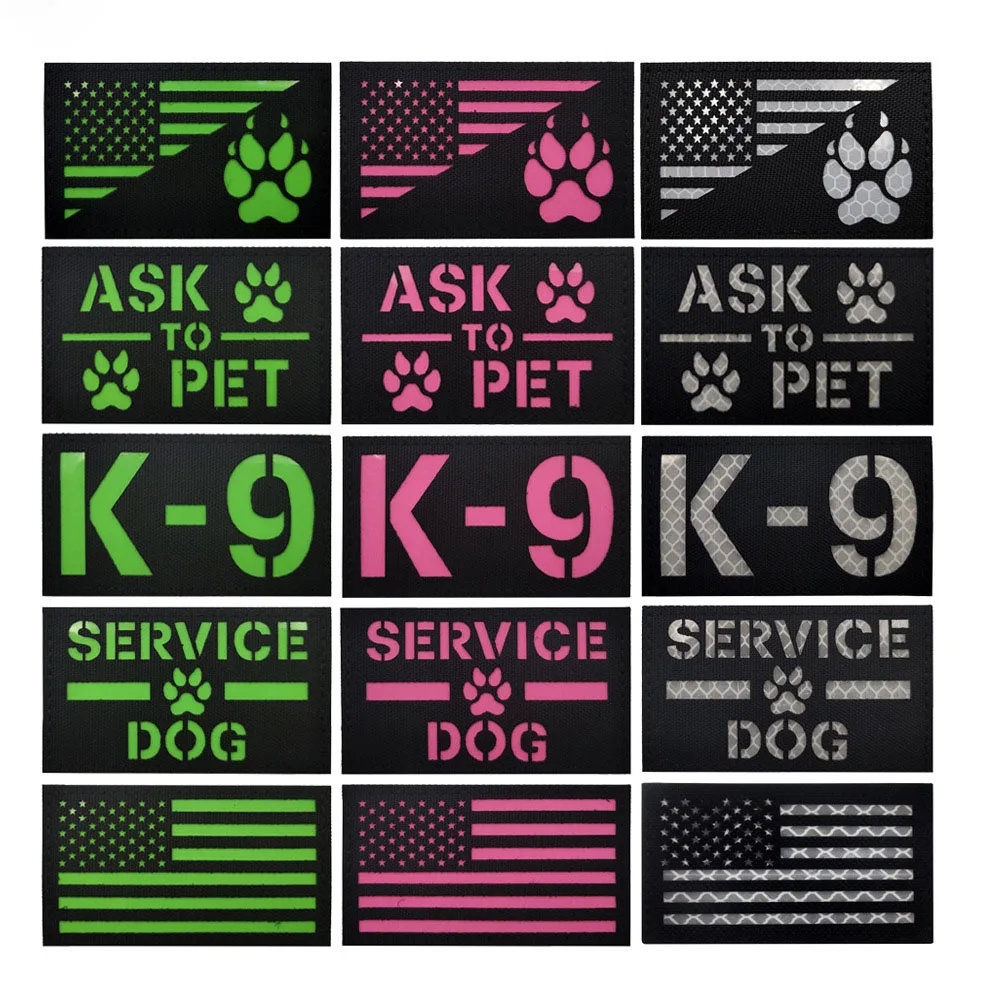 K9 Service Dog Ask To Pet Infrared IR Reflective Tactical Hook Loop Patch Military Emblem Embroidered DIY Badge Appliques
K9 Service Dog Ask To Pet Infrared IR Reflective Tactical Hook Loop Patch Military Emblem Embroidered DIY Badge Appliques