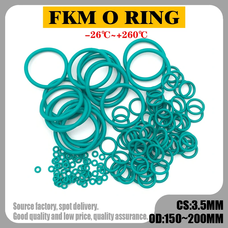 2Pcs FKM Fluorine Rubber O Ring Sealing Gaskets Thickness CS 3.5mm OD 150~200mm Insulation Oil High Temperature Resistance Green
2Pcs FKM Fluorine Rubber O Ring Sealing Gaskets Thickness CS 3.5mm OD 150~200mm Insulation Oil High Temperature Resistance Green