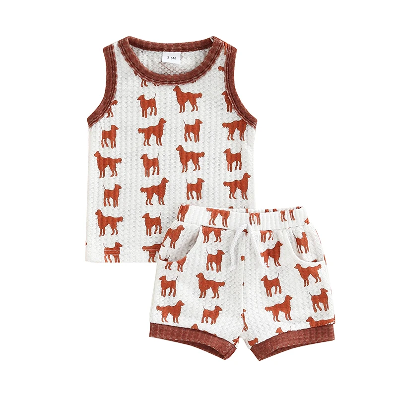 Baby 2PCS Summer Pants Suit, Sleeveless Trimmed Dog Printed O-Neck Tank Tops, Same Style Straps Short Pants, Summer Clothes
Baby 2PCS Summer Pants Suit, Sleeveless Trimmed Dog Printed O-Neck Tank Tops, Same Style Straps Short Pants, Summer Clothes