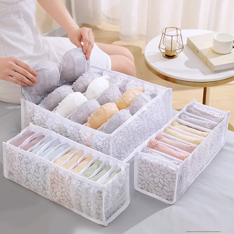 

Jeans Compartment Storage Box Closet Clothes Drawer Mesh Separation Box Underwear Pants Drawer Divider Can Washed Home Organizer