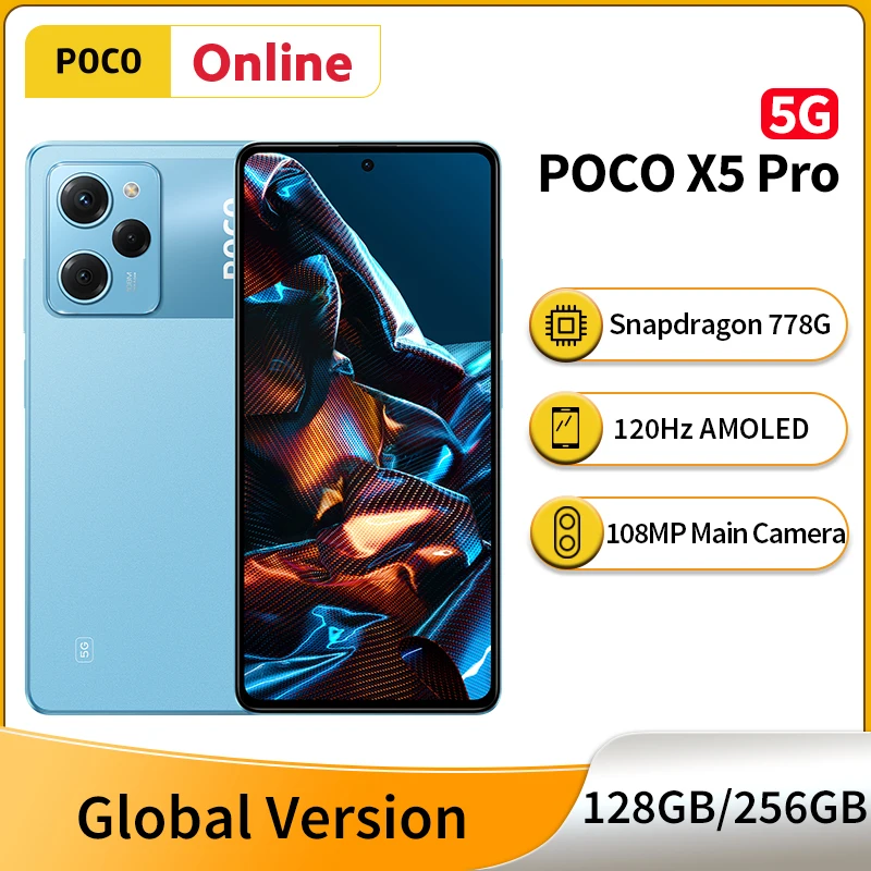 Global Version POCO X5 Pro 5G 108MP Triple Camera Snapdragon 778G NFC 120Hz AMOLED Display 5000mAh Battery 67W Turbo Charging
Global Version POCO X5 Pro 5G 108MP Triple Camera Snapdragon 778G NFC 120Hz AMOLED Display 5000mAh Battery 67W Turbo Charging