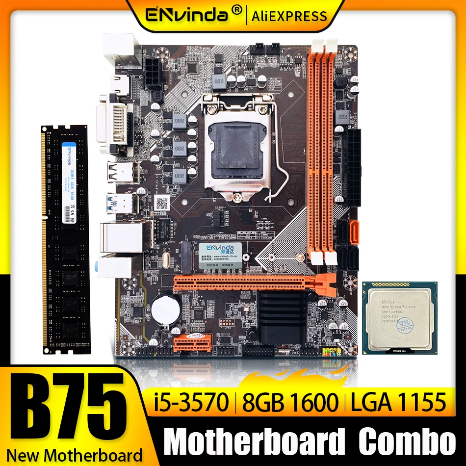 

ENVINDA B75 Motherboard Set with Intel Core i5 3570 8GB 1600MHz DDR3 Desktop Memory RAM USB3.0 SATA3 LGA 1155