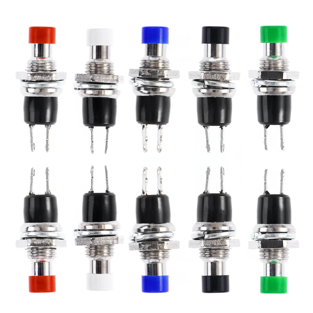 12Pcs 7MM Mounting Hole 1A 250V AC 2 OFF/ON Thread SPST Momentary Latching Mini Push Button (Red, Green, Yellow, Blue, White,
12Pcs 7MM Mounting Hole 1A 250V AC 2 OFF/ON Thread SPST Momentary Latching Mini Push Button (Red, Green, Yellow, Blue, White,