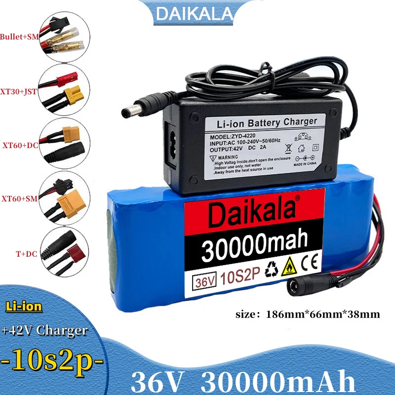 2023 New 36V 30000mAh 18650 Rechargeable Lithium-ion Battery Pack 10S2P+charger Can Be Used for Electric Bicycles and Motorcycle
2023 New 36V 30000mAh 18650 Rechargeable Lithium-ion Battery Pack 10S2P+charger Can Be Used for Electric Bicycles and Motorcycle