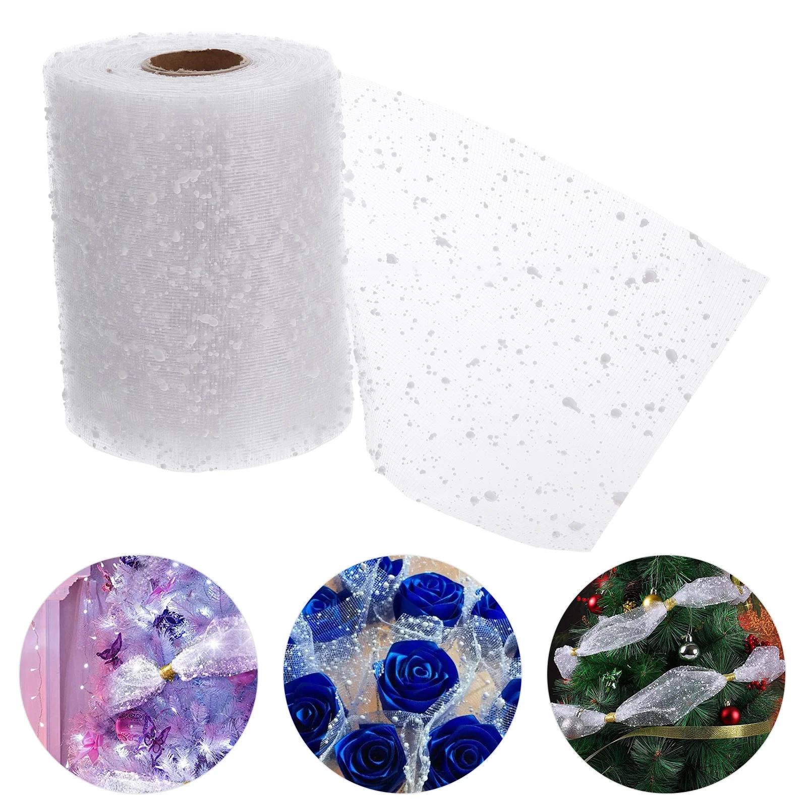 Mesh Ribbon Fabric Tulle Glitter Silver Christmas White Snowball Decorated Snow Poly Tule Fabrics Rolls
Mesh Ribbon Fabric Tulle Glitter Silver Christmas White Snowball Decorated Snow Poly Tule Fabrics Rolls