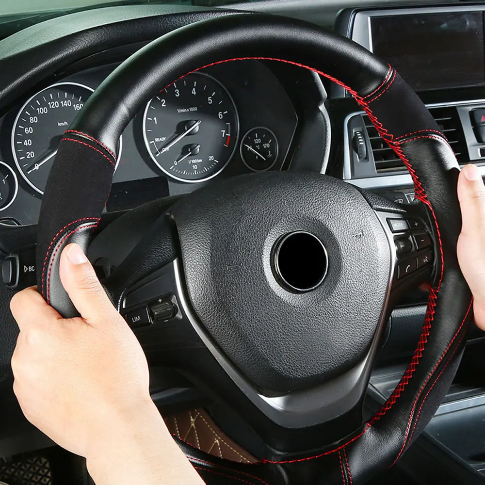 38cm Steering Wheel Cover Wear-resistant Soft PU Suede Leather Car Steering-Wheel Braid With Needles Thread Breathable
38cm Steering Wheel Cover Wear-resistant Soft PU Suede Leather Car Steering-Wheel Braid With Needles Thread Breathable