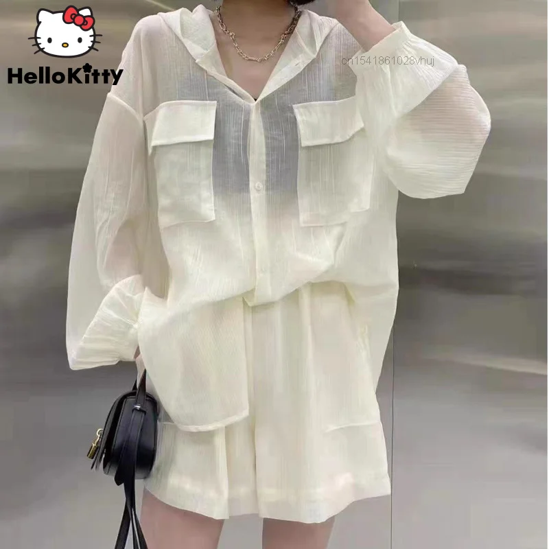 Summer 2022 Loose Leisure Suit Women's Pleated Hooded Shirt+shorts 2 Pieces Two Piece Outifits Linen Sets Female Casual Fashion 
Summer 2022 Loose Leisure Suit Women's Pleated Hooded Shirt+shorts 2 Pieces Two Piece Outifits Linen Sets Female Casual Fashion