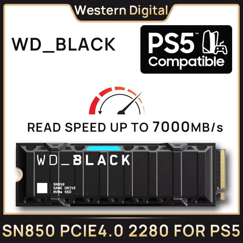 Western Digital WD_BLACK SN850 with Heatsink SSD 1TB 2TB M.2 NVMe PCIe 4.0 2280 SSD for PS5 Playstation 5 Laptop Gaming Computer
Western Digital WD_BLACK SN850 with Heatsink SSD 1TB 2TB M.2 NVMe PCIe 4.0 2280 SSD for PS5 Playstation 5 Laptop Gaming Computer