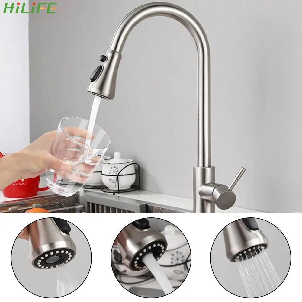 Deck Mounted Single Handle Pull Down Kitchen Faucet Stainless Steel Mixer Hot and Cold Water Taps Kitchen Accessories
Deck Mounted Single Handle Pull Down Kitchen Faucet Stainless Steel Mixer Hot and Cold Water Taps Kitchen Accessories