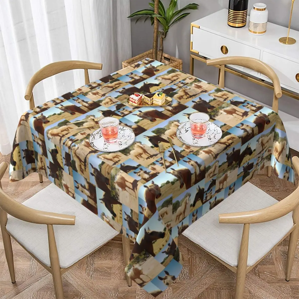 

Palomino Horse Tablecloth Farm Animal Print Square Print Table Cover Party Wholesale Protection Polyester Table Cloth
