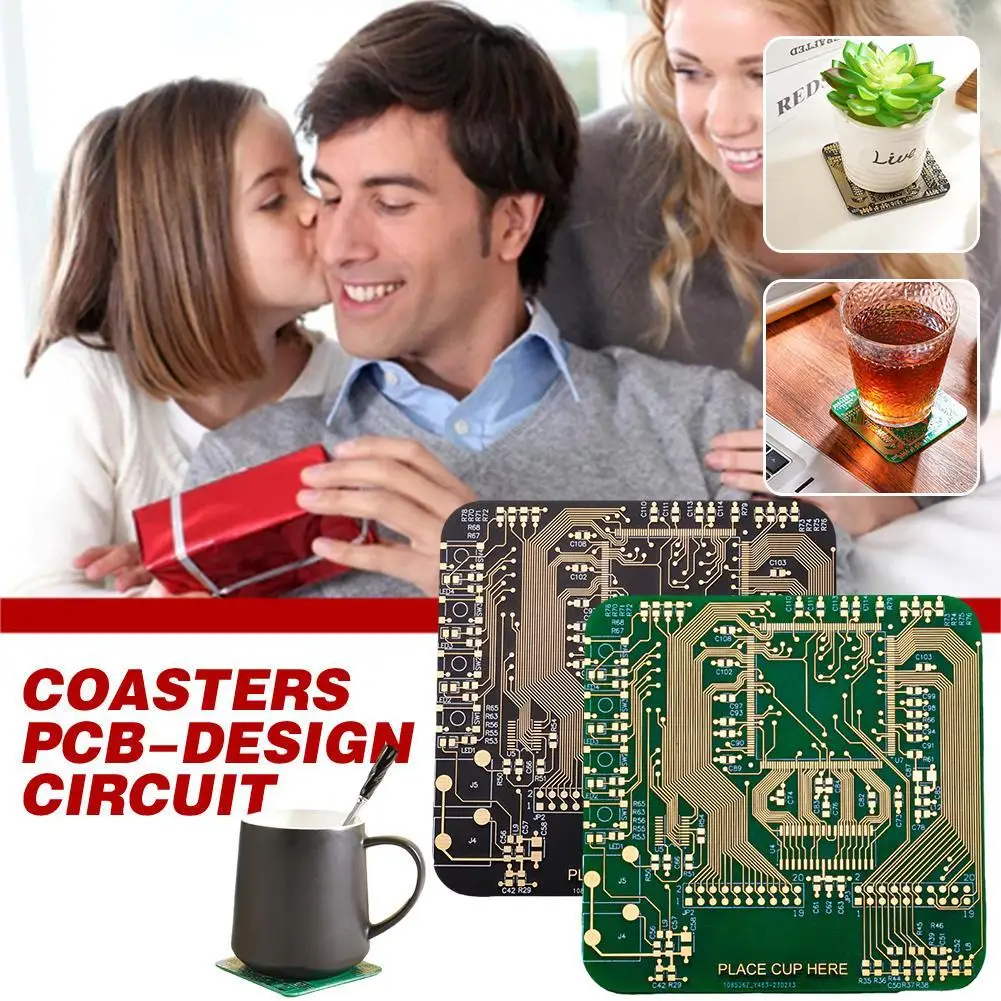 Coasters PCB Design Gold Circuit Board Drinks Coasters for Coffee Table Bar Office Potting Anti Scald Pad Desktop Decoration
Coasters PCB Design Gold Circuit Board Drinks Coasters for Coffee Table Bar Office Potting Anti Scald Pad Desktop Decoration