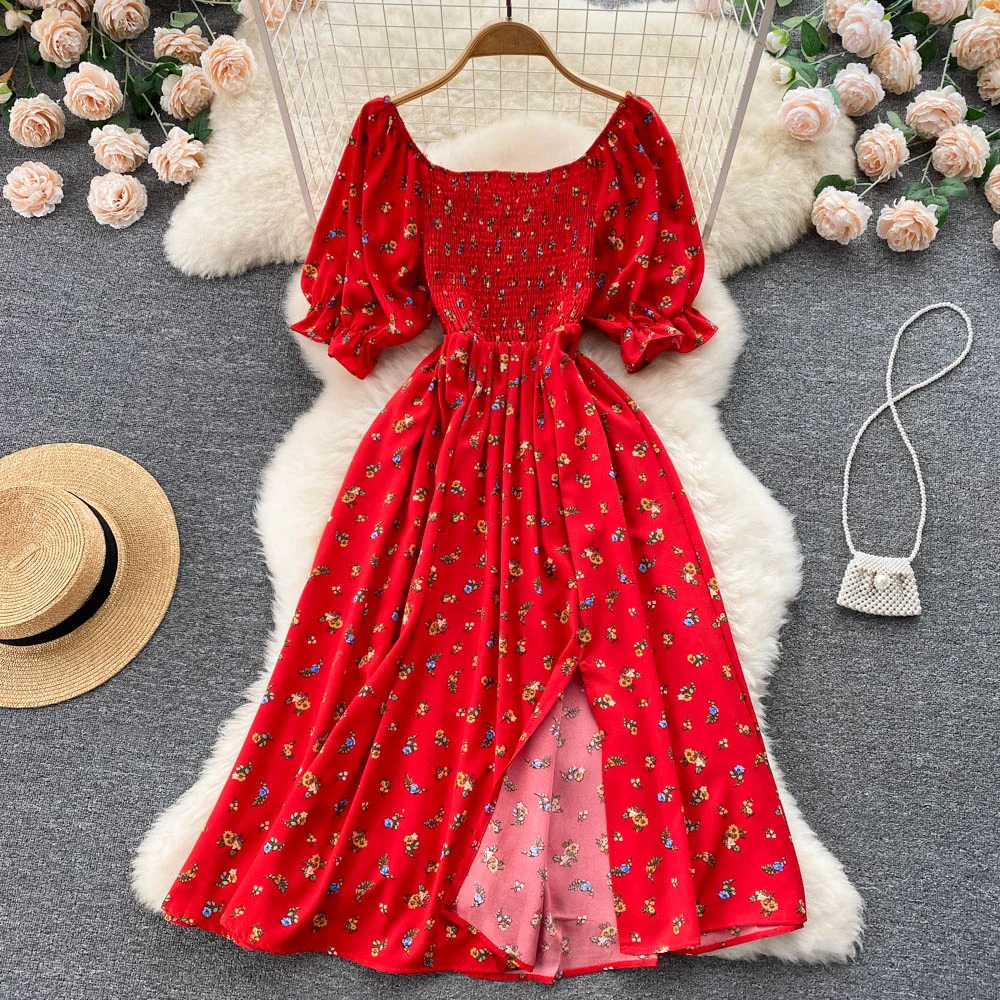 French Square Collar Floral Print Sexy Split Long Dress Summer Party Women Casual Beach Holiday Vestidos Tunic Elegant Dresses
French Square Collar Floral Print Sexy Split Long Dress Summer Party Women Casual Beach Holiday Vestidos Tunic Elegant Dresses