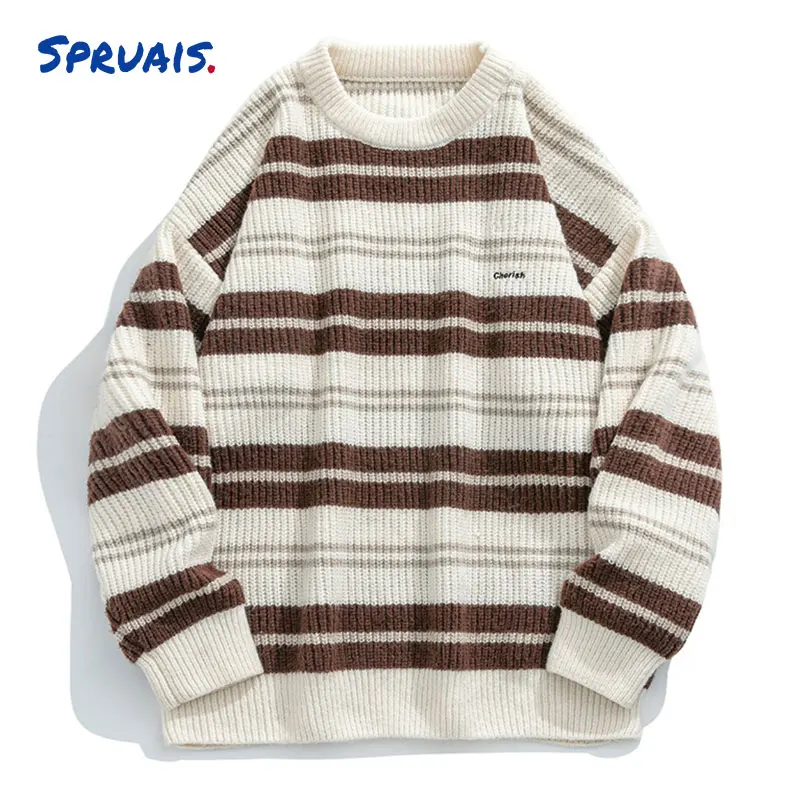 New Fashion Knitted Sweaters Men Casual Retro Striped Pattern Sweater Streetwear Harajuku Pullover Oversized Winter Tops Clothes
New Fashion Knitted Sweaters Men Casual Retro Striped Pattern Sweater Streetwear Harajuku Pullover Oversized Winter Tops Clothes