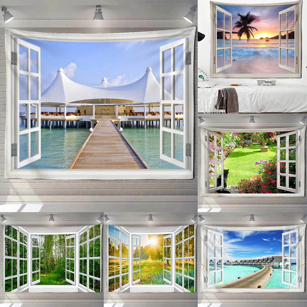 Imitation Window Beach Forest Sunrise Sea Tapestry Wall Hanging Bohemian 3D HD Print Landscape Style Living Room Dorm Home Decor
Imitation Window Beach Forest Sunrise Sea Tapestry Wall Hanging Bohemian 3D HD Print Landscape Style Living Room Dorm Home Decor
