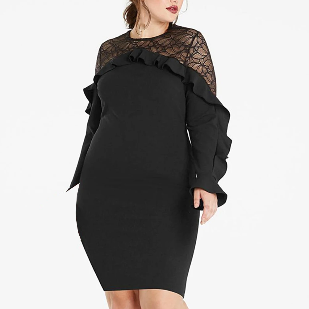 Plus Size 4XL Bodycon Dress Women Lace Long Sleeve Ruffle Black Dress Ladies Evening Party Cocktail Dresses Office Lady Workwear
Plus Size 4XL Bodycon Dress Women Lace Long Sleeve Ruffle Black Dress Ladies Evening Party Cocktail Dresses Office Lady Workwear