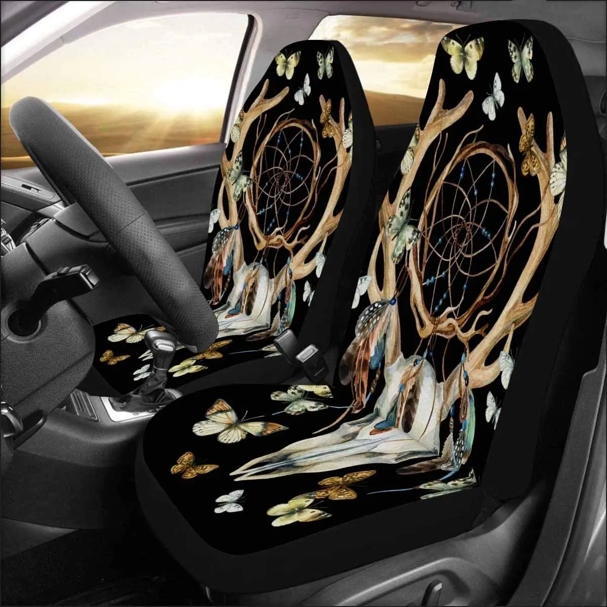 Fit Custom Animal Skull with Dream Cather and Butterfly Protector Two Front Car Seat Covers Set -100% Breathable
Fit Custom Animal Skull with Dream Cather and Butterfly Protector Two Front Car Seat Covers Set -100% Breathable