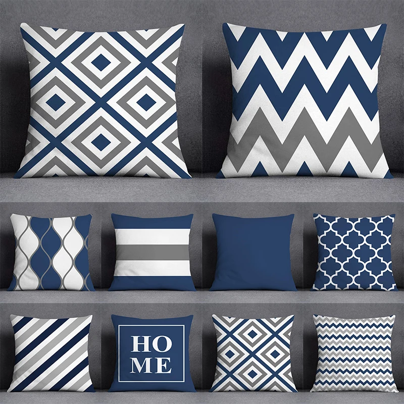 Geometric pattern polyester blue-gray print decorative pattern home pillowcase square office decorative cushion cover
Geometric pattern polyester blue-gray print decorative pattern home pillowcase square office decorative cushion cover