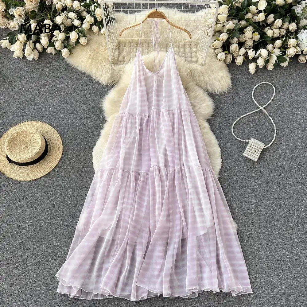 Beach Style Holiday Fairy Spaghetti Strap Dress Women 2022 Summer Sleeveless Sexy Backless Loose Light Purple Boho long Sundress
Beach Style Holiday Fairy Spaghetti Strap Dress Women 2022 Summer Sleeveless Sexy Backless Loose Light Purple Boho long Sundress