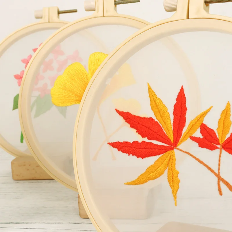 Leaf Flower DIY Embroidery Kit Transparent Fabric Needlework Hoop Cross Stitch Set Handmade Sewing Art Craft Home Decor Gift 
Leaf Flower DIY Embroidery Kit Transparent Fabric Needlework Hoop Cross Stitch Set Handmade Sewing Art Craft Home Decor Gift