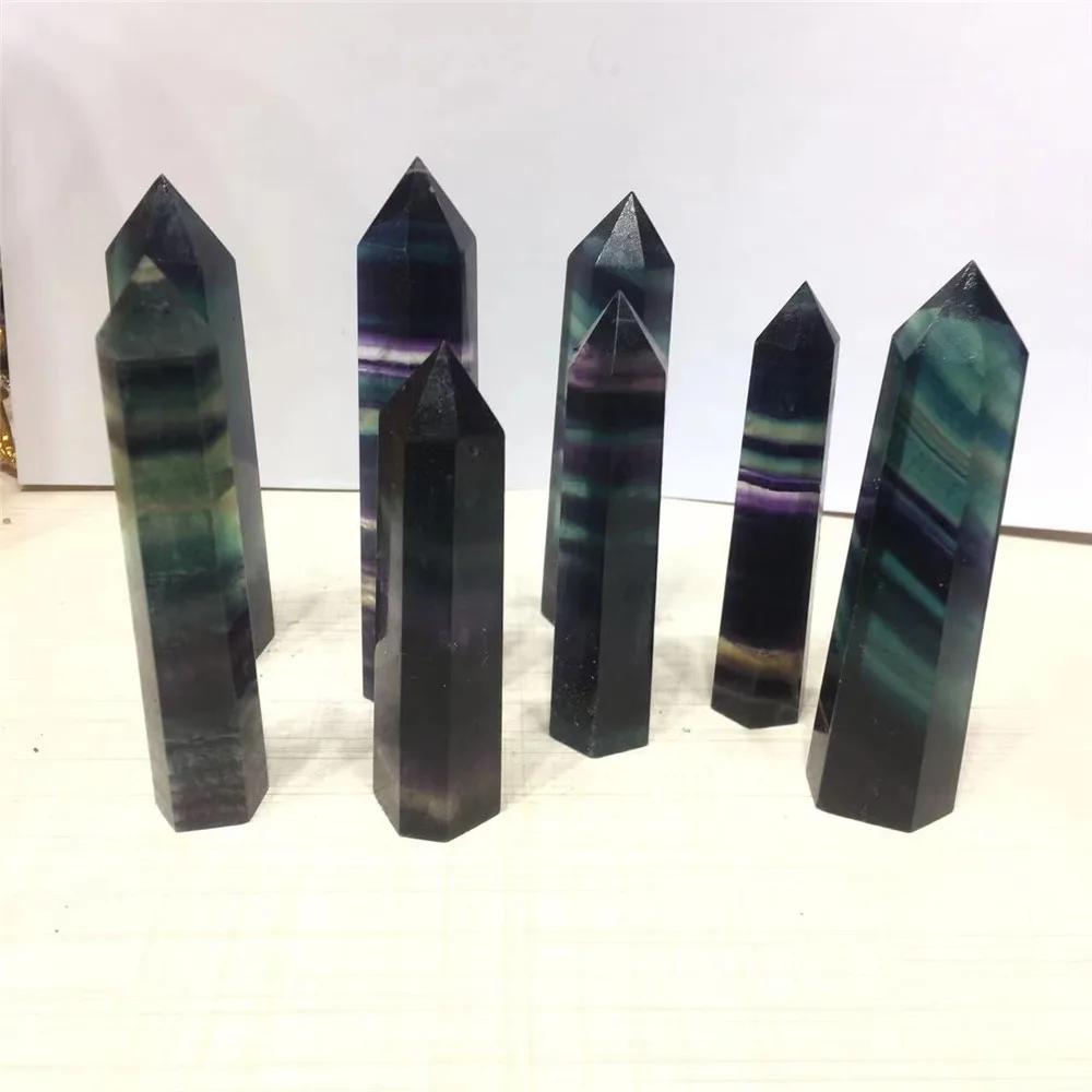 Natural Rainbow Crystal Quartz Healing Fluorite Wand Stone Gem Stones Crystal Point Wand Hexagonal For Home Decoration
Natural Rainbow Crystal Quartz Healing Fluorite Wand Stone Gem Stones Crystal Point Wand Hexagonal For Home Decoration