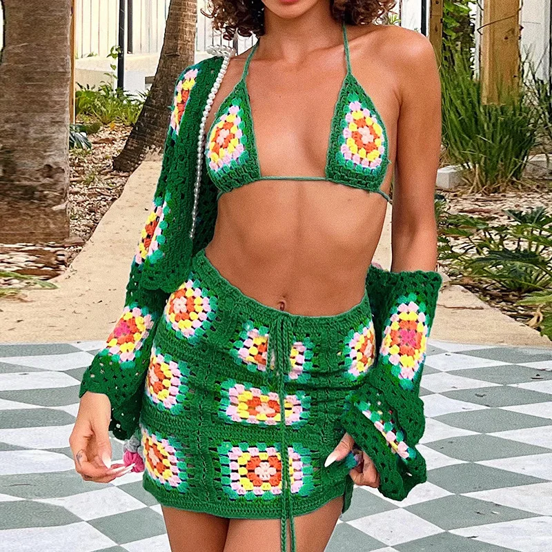 2022 Women Summer Sexy Hollow Beach Camisole Flor Beach Wear Crochet Top Hand Crocheted Knitted Skirts Bikini Set
2022 Women Summer Sexy Hollow Beach Camisole Flor Beach Wear Crochet Top Hand Crocheted Knitted Skirts Bikini Set