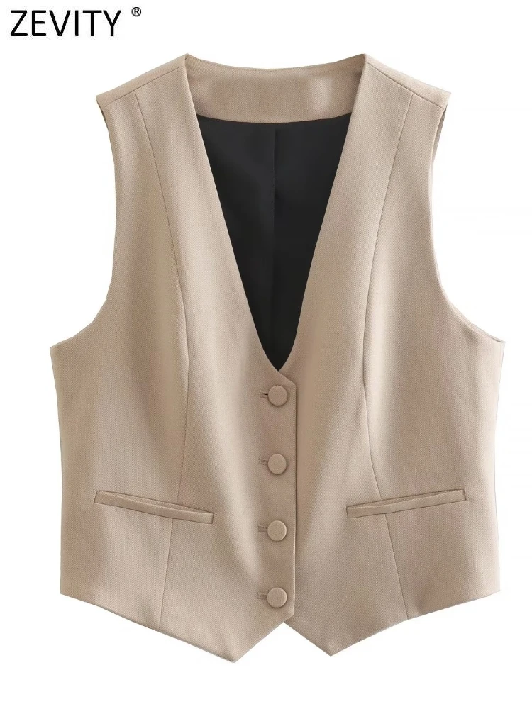 Zevity Women Fashion V Neck Breasted Slim Business Shirt Office Lady Sleeveless Vest Blouse Roupas Chic Blusas Tops LS2156
Zevity Women Fashion V Neck Breasted Slim Business Shirt Office Lady Sleeveless Vest Blouse Roupas Chic Blusas Tops LS2156