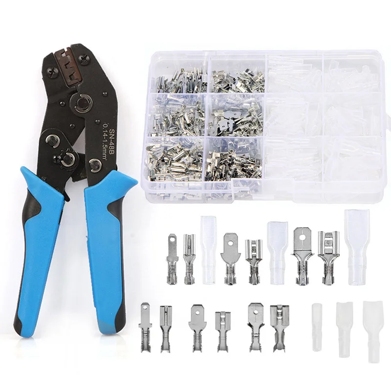 300PCS SN48B Crimping Plier Tool Insulated Male Female Wire Connector 2.8/4.8/6.3mm Electrical Wire Crimp Spade Terminals
300PCS SN48B Crimping Plier Tool Insulated Male Female Wire Connector 2.8/4.8/6.3mm Electrical Wire Crimp Spade Terminals
