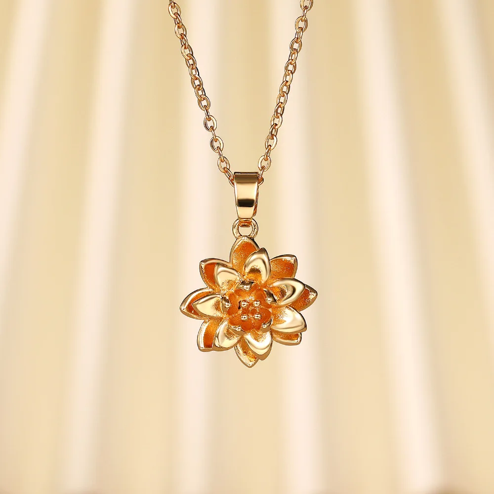 Simple Clavicle Necklaces for Women Stylish Gold Color Lotus Flower Pendant Women Anniversary Gift Delicate Party Jewelry 2021
Simple Clavicle Necklaces for Women Stylish Gold Color Lotus Flower Pendant Women Anniversary Gift Delicate Party Jewelry 2021