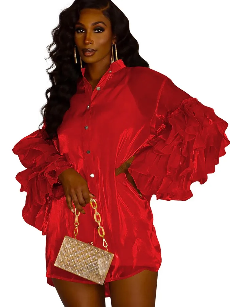 African Shirt Dresses For Women Cascading Ruffle Sleeve Splice Ropa Mujer Autumn New Fashion Sexy Clubwear African Short Dress
African Shirt Dresses For Women Cascading Ruffle Sleeve Splice Ropa Mujer Autumn New Fashion Sexy Clubwear African Short Dress