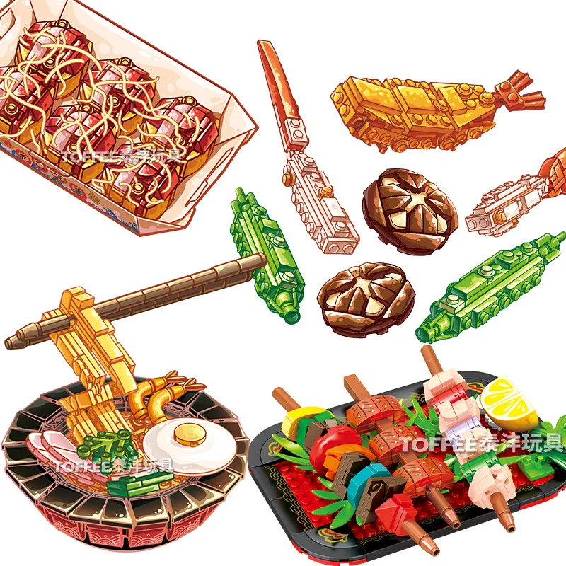 Simulation Japanese ramen gourmet tempura assembled small particle building blocks children's creative model toy ornaments
Simulation Japanese ramen gourmet tempura assembled small particle building blocks children's creative model toy ornaments