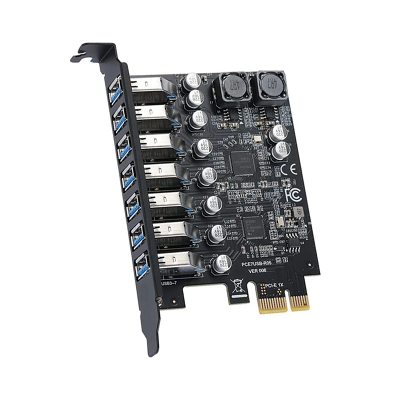 

USB 3.2 Pci Express Adapter Pci E To 7 Ports USB3 Gen1 Expansion Adapter Card Pci-E Extender Pci Express Card