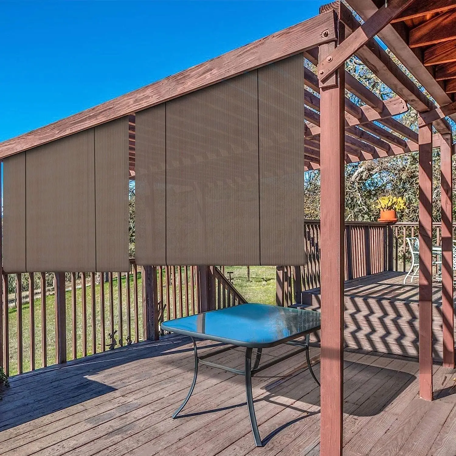 Roller Shade Blinds Roll Up Shade Privacy Screen for Pergola Balcony Porch Deck Carport 8\u2019 W x 6\u2019 L Brown
Roller Shade Blinds Roll Up Shade Privacy Screen for Pergola Balcony Porch Deck Carport 8\u2019 W x 6\u2019 L Brown