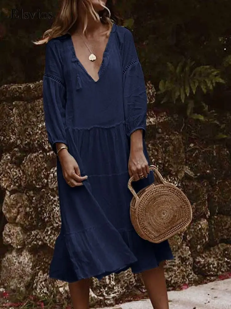 Casual Solid Lace Pullover Beach Dresses Elegant Lantern Sleeve Women Long Party Dress Sexy Hollow Out Tassel Female Loose Dress
Casual Solid Lace Pullover Beach Dresses Elegant Lantern Sleeve Women Long Party Dress Sexy Hollow Out Tassel Female Loose Dress