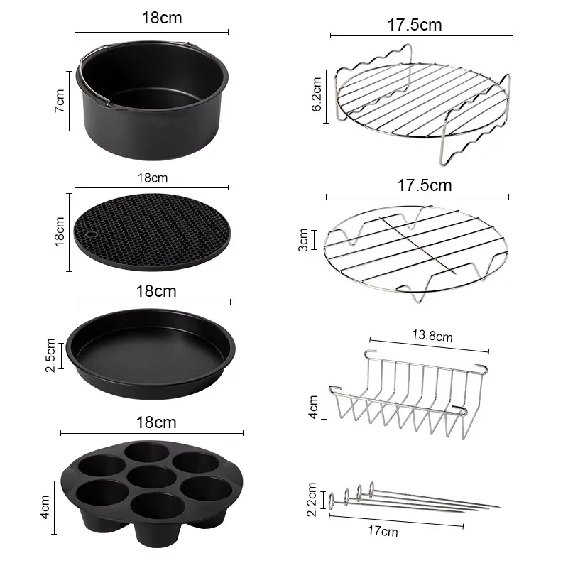 Air Fryer Accessories for Gowise Phillips Cozyna and Secura, Set of 7, Fit all Airfryer 3.7QT - 4.2QT - 5.3QT - 5.8QT
Air Fryer Accessories for Gowise Phillips Cozyna and Secura, Set of 7, Fit all Airfryer 3.7QT - 4.2QT - 5.3QT - 5.8QT