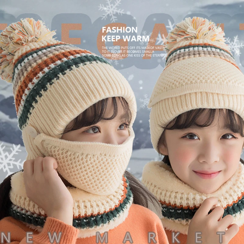 Children Knit Hats Winter Windproof And Warm Hat Kids Cap Scarf Set Warm Skull Neck Warmer With Thick Fleece Lined Winter Child
Children Knit Hats Winter Windproof And Warm Hat Kids Cap Scarf Set Warm Skull Neck Warmer With Thick Fleece Lined Winter Child