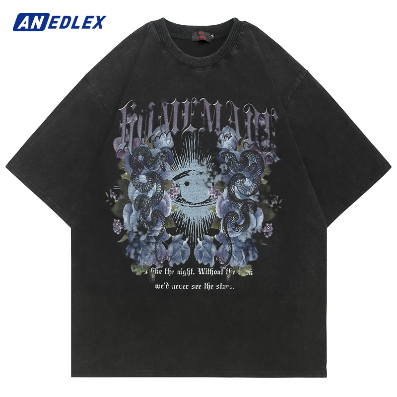 Men Washed T-Shirt Hip Hop Streetwear Flower Snake Letter Graphic T Shirt 2022 Summer Harajuku Tshirt Short Sleeve Tops Cotton
Men Washed T-Shirt Hip Hop Streetwear Flower Snake Letter Graphic T Shirt 2022 Summer Harajuku Tshirt Short Sleeve Tops Cotton